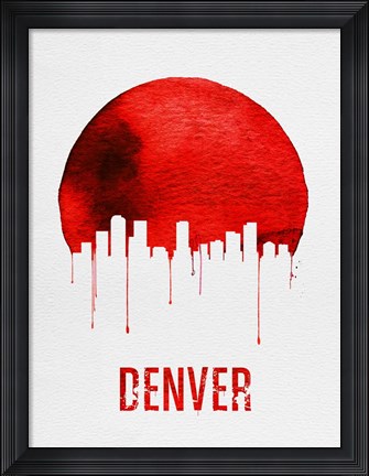 Framed Denver Skyline Red Print