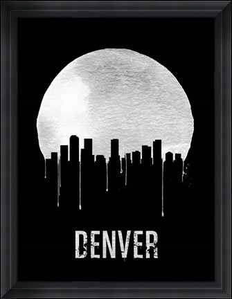 Framed Denver Skyline Black Print