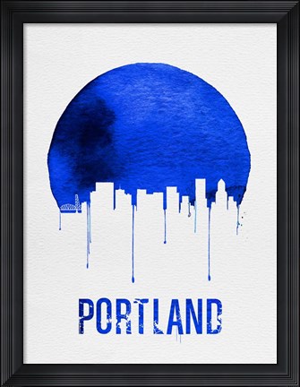 Framed Portland Skyline Blue Print