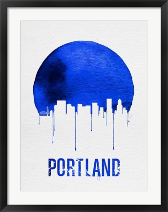 Framed Portland Skyline Blue Print