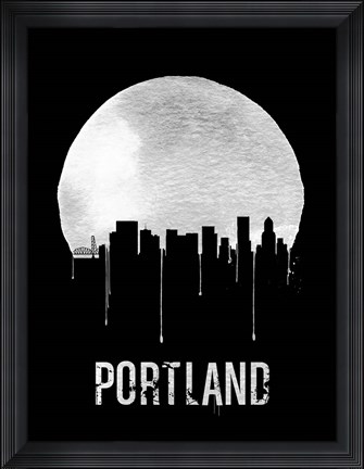 Framed Portland Skyline Black Print