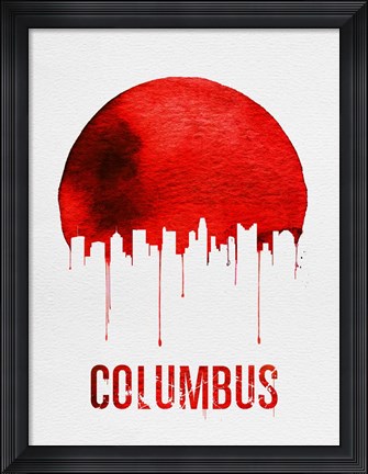 Framed Columbus Skyline Red Print
