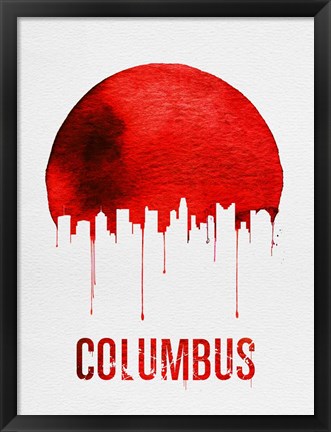 Framed Columbus Skyline Red Print