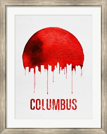 Framed Columbus Skyline Red Print