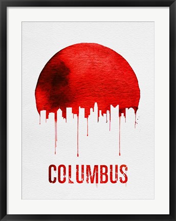 Framed Columbus Skyline Red Print