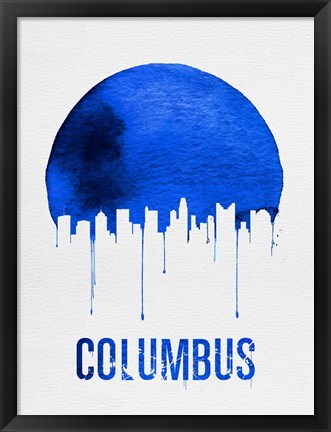 Framed Columbus Skyline Blue Print