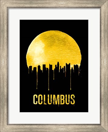 Framed Columbus Skyline Yellow Print