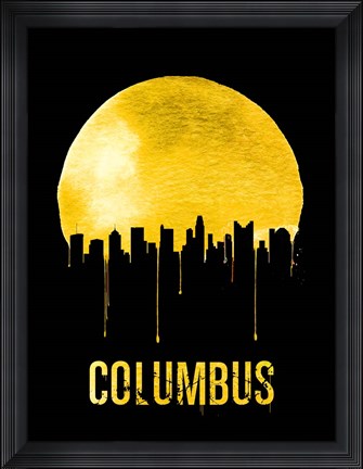 Framed Columbus Skyline Yellow Print