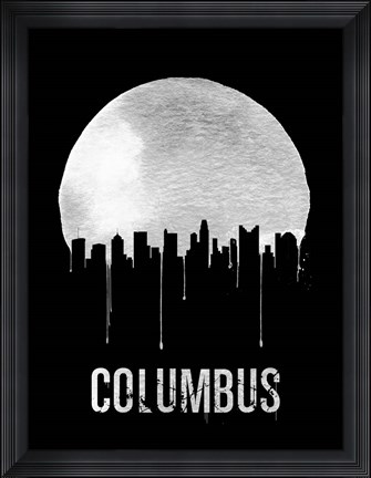 Framed Columbus Skyline Black Print