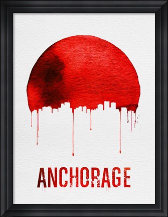 Framed Anchorage Skyline Red Print