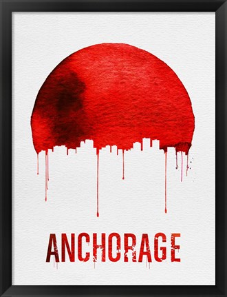 Framed Anchorage Skyline Red Print