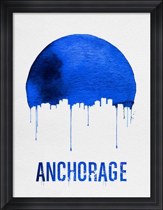Framed Anchorage Skyline Blue Print