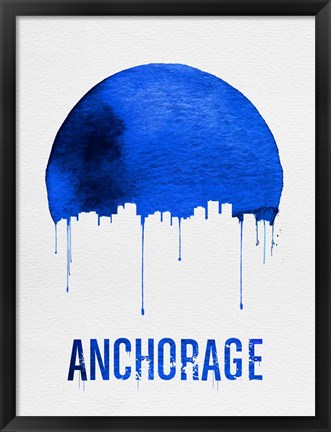 Framed Anchorage Skyline Blue Print