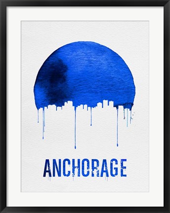 Framed Anchorage Skyline Blue Print