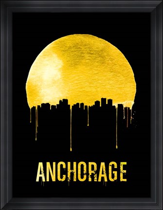 Framed Anchorage Skyline Yellow Print