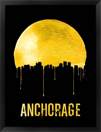 Framed Anchorage Skyline Yellow Print