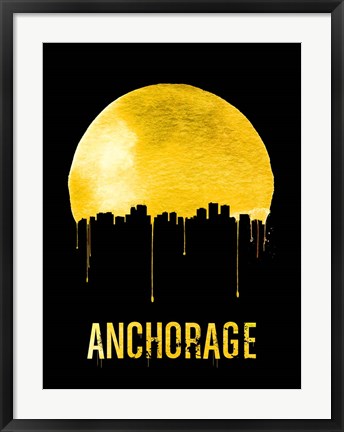 Framed Anchorage Skyline Yellow Print