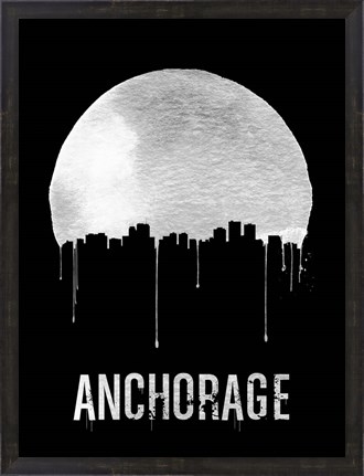 Framed Anchorage Skyline Black Print