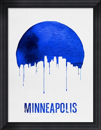 Framed Minneapolis Skyline Blue Print