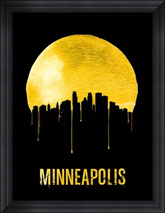 Framed Minneapolis Skyline Yellow Print