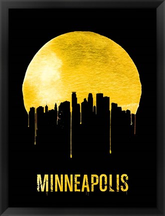 Framed Minneapolis Skyline Yellow Print