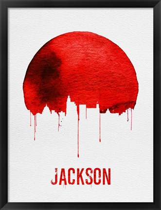 Framed Jackson Skyline Red Print