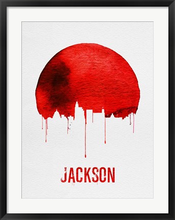 Framed Jackson Skyline Red Print