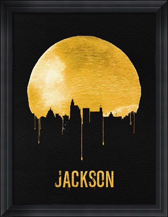 Framed Jackson Skyline Yellow Print