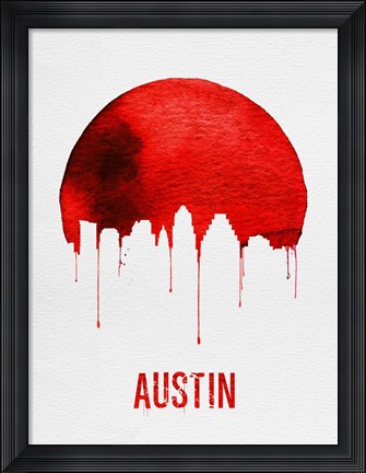 Framed Austin Skyline Red Print