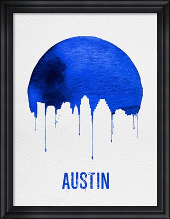 Framed Austin Skyline Blue Print