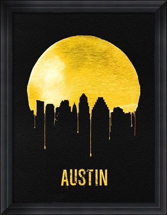 Framed Austin Skyline Yellow Print