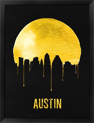 Framed Austin Skyline Yellow Print