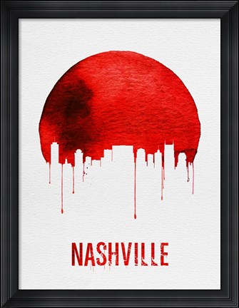 Framed Nashville Skyline Red Print