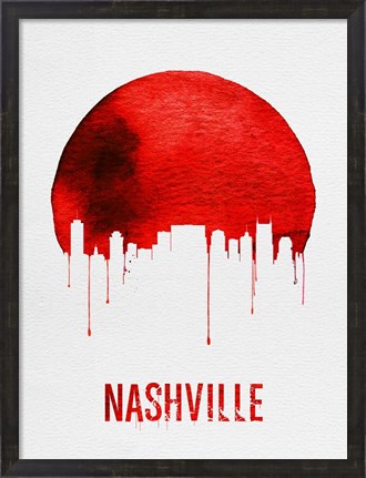 Framed Nashville Skyline Red Print
