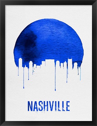 Framed Nashville Skyline Blue Print