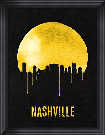 Framed Nashville Skyline Yellow Print