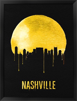 Framed Nashville Skyline Yellow Print