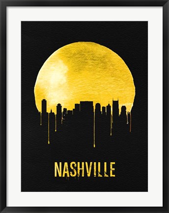 Framed Nashville Skyline Yellow Print