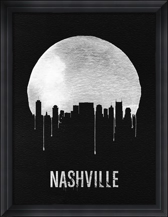 Framed Nashville Skyline Black Print
