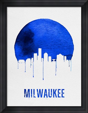 Framed Milwaukee Skyline Blue Print