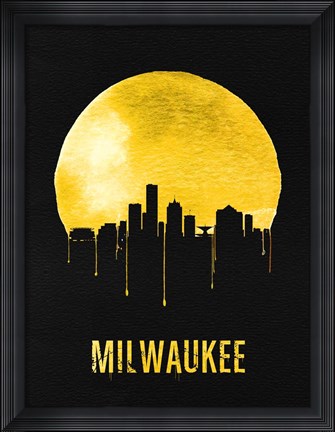 Framed Milwaukee Skyline Yellow Print