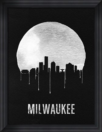 Framed Milwaukee Skyline Black Print