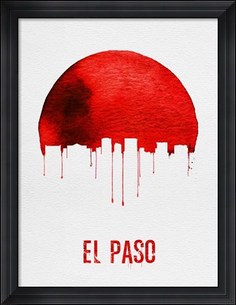 Framed El Paso Skyline Red Print