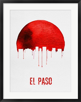 Framed El Paso Skyline Red Print