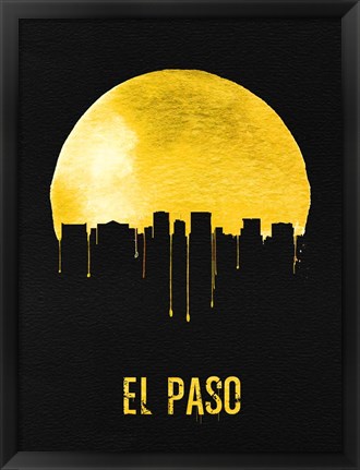 Framed El Paso Skyline Yellow Print