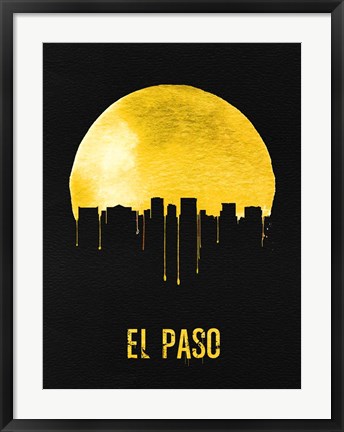 Framed El Paso Skyline Yellow Print