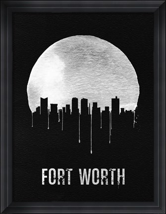 Framed Fort Worth Skyline Black Print