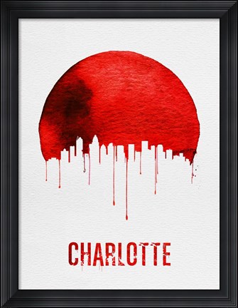 Framed Charlotte Skyline Red Print
