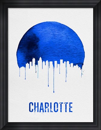 Framed Charlotte Skyline Blue Print