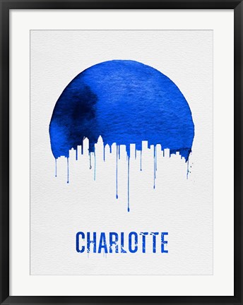 Framed Charlotte Skyline Blue Print